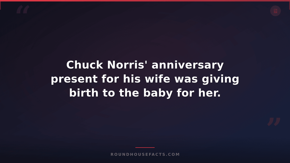 Chuck Norris Fact — Chuck Norris' anniversary present for his wife was giving bi