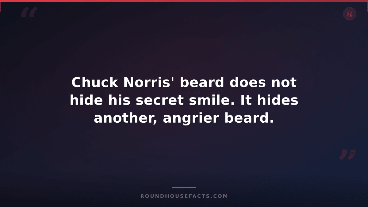 Chuck Norris Fact — Chuck Norris' beard does not hide his secret smile. It hides