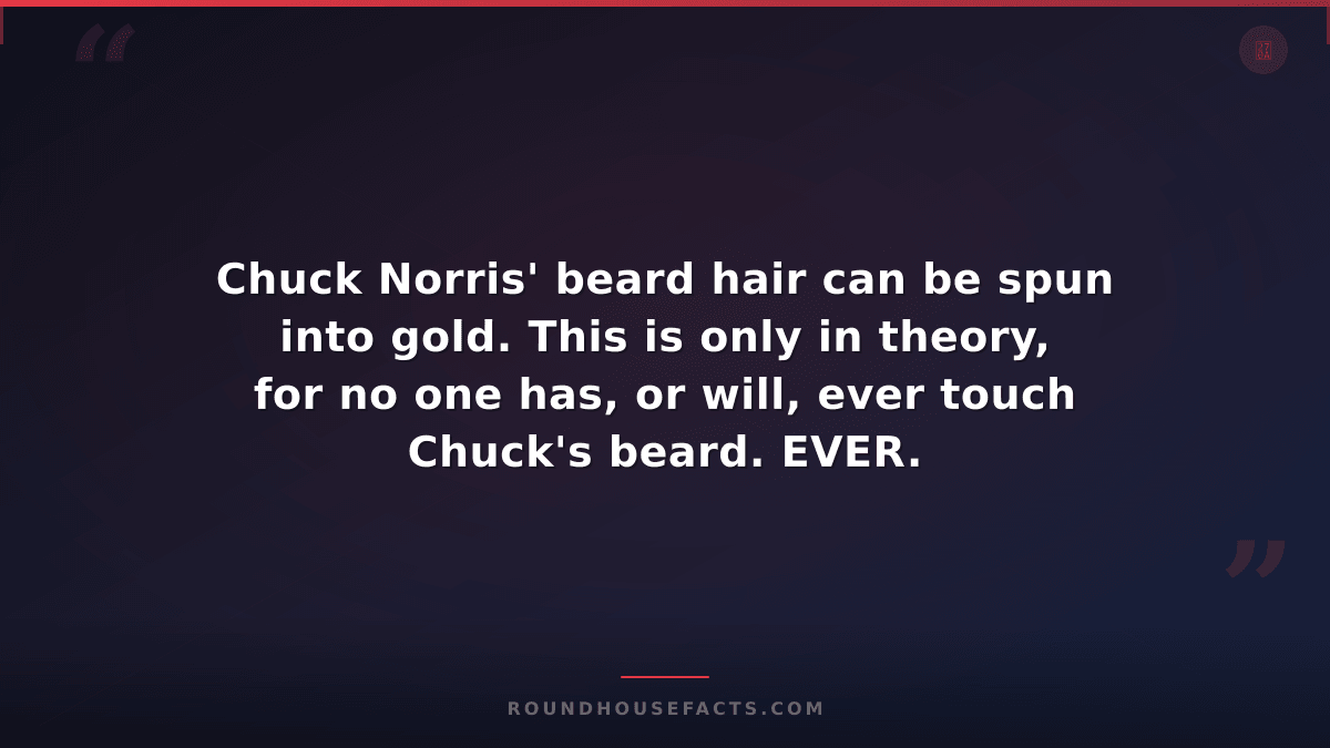 Chuck Norris Fact — Chuck Norris' beard hair can be spun into gold. This is only