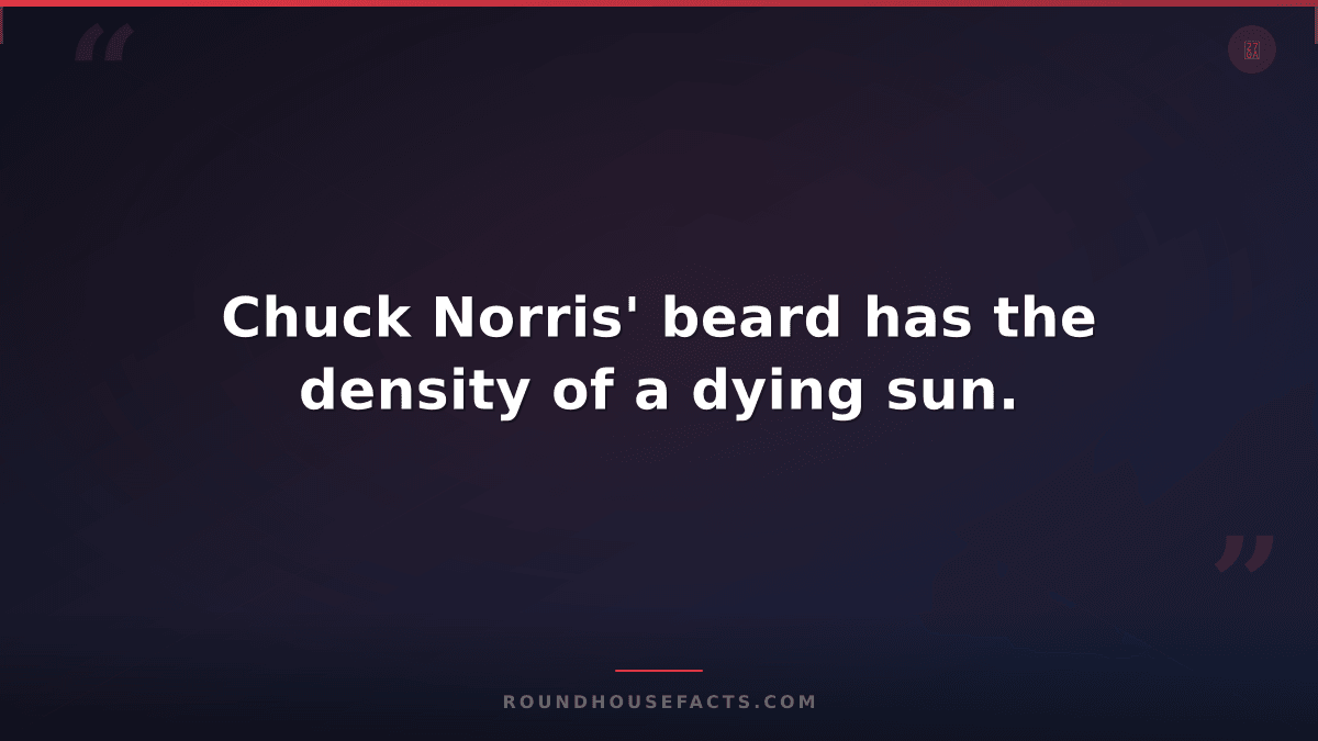Chuck Norris Fact — Chuck Norris' beard has the density of a dying sun.