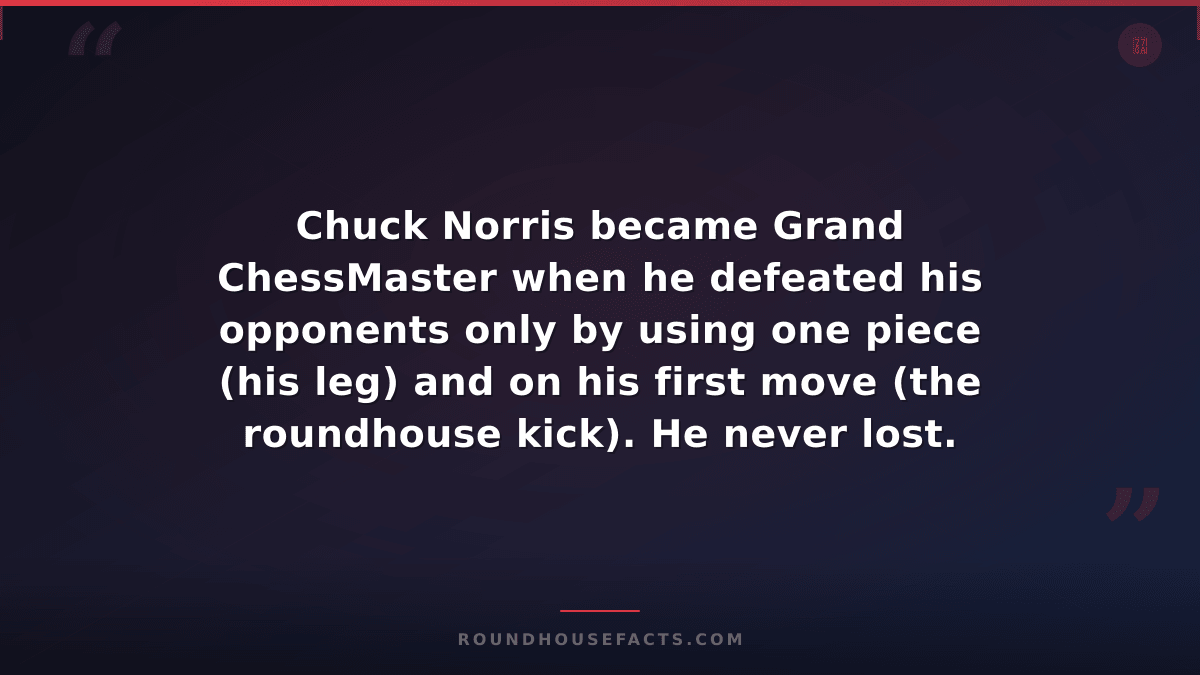 Chuck Norris Fact — Chuck Norris became Grand ChessMaster when he defeated his o