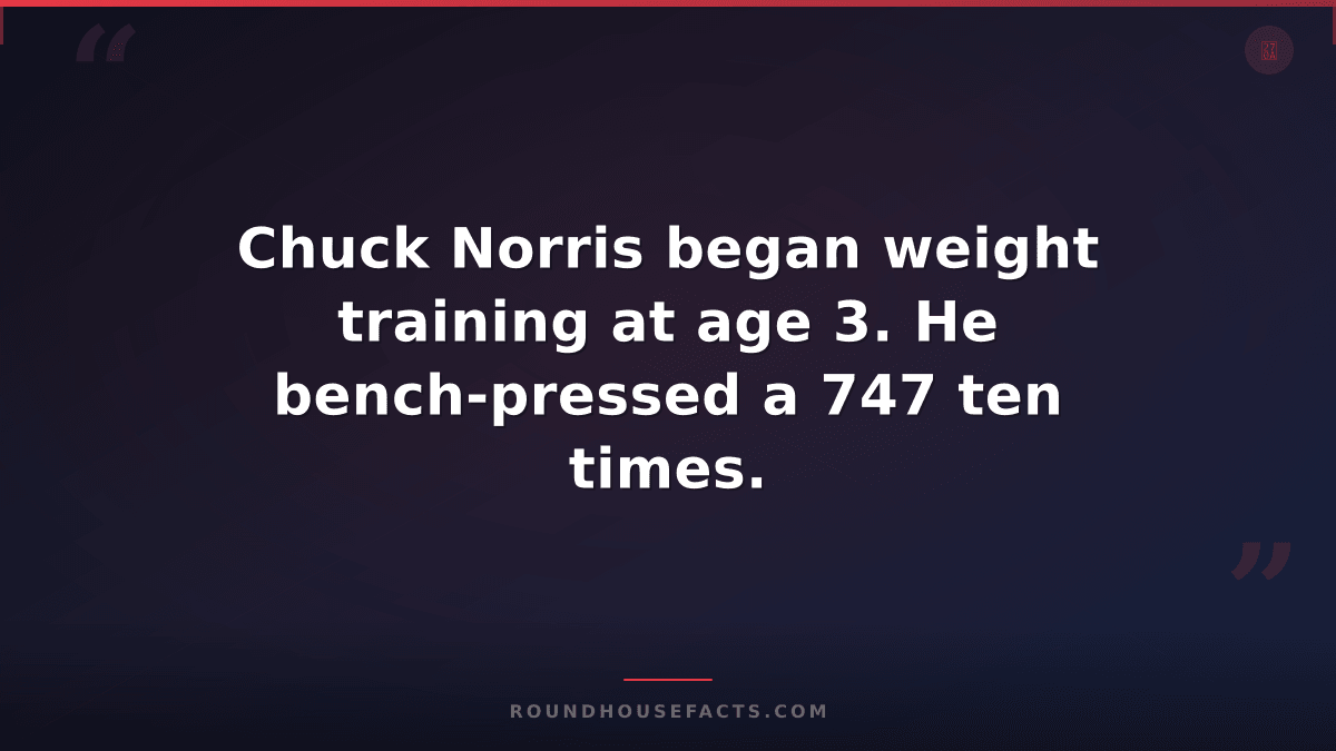 Chuck Norris Fact — Chuck Norris began weight training at age 3. He bench-presse
