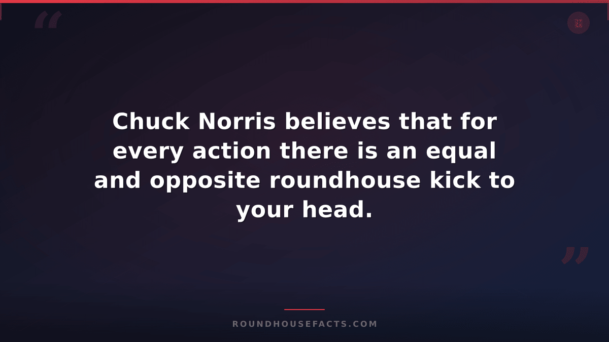 Chuck Norris Fact — Chuck Norris believes that for every action there is an equa
