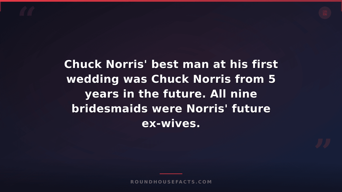 Chuck Norris Fact — Chuck Norris' best man at his first wedding was Chuck Norris