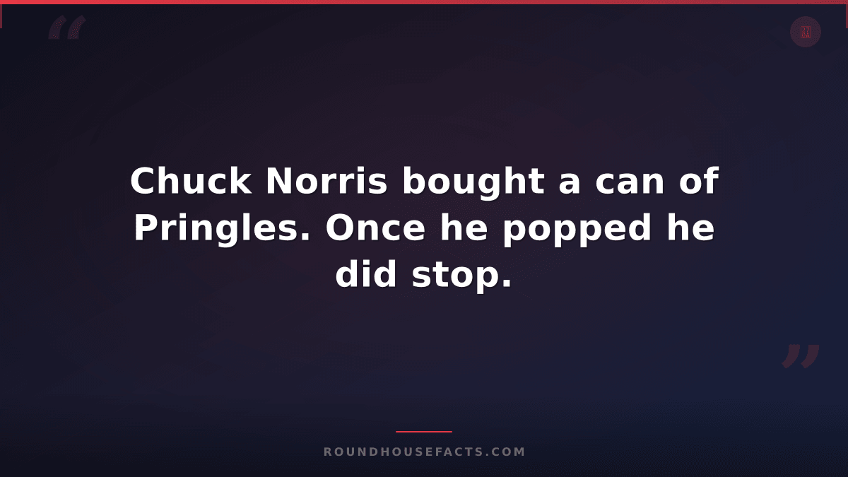 Chuck Norris Fact — Chuck Norris bought a can of Pringles. Once he popped he did
