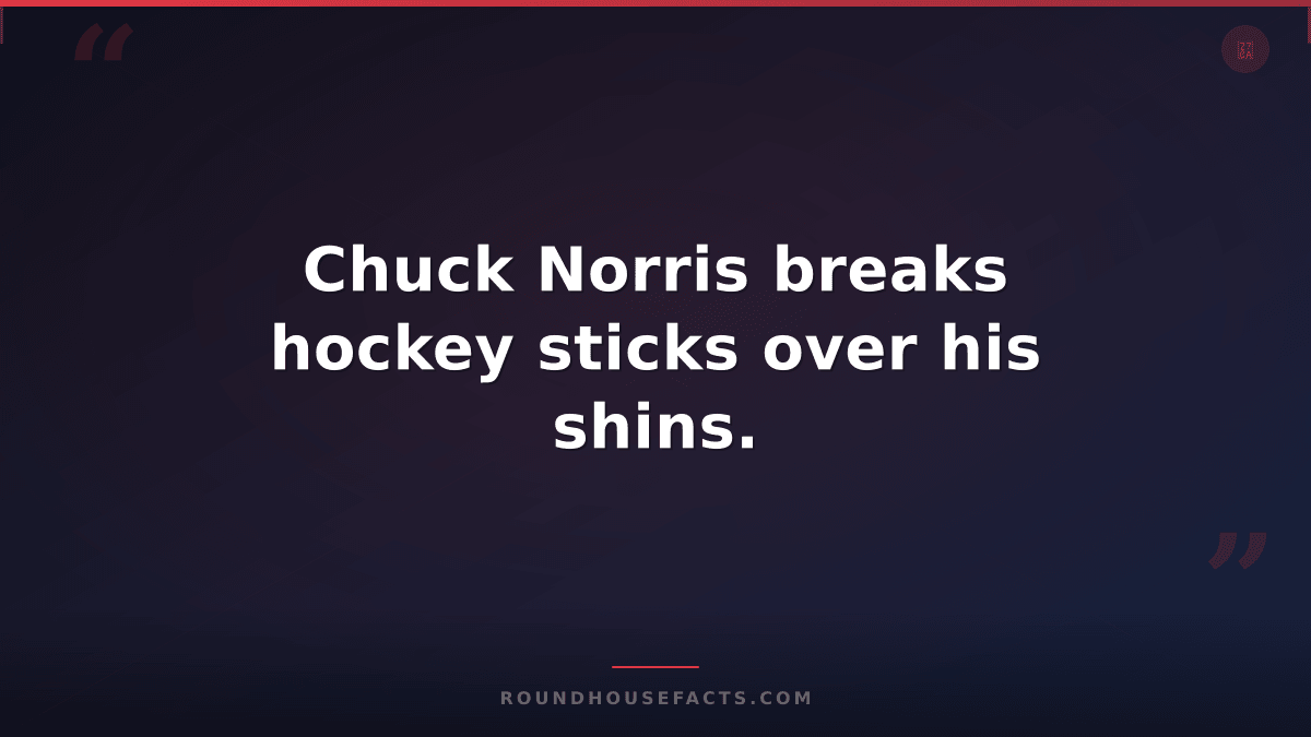 Chuck Norris Fact — Chuck Norris breaks hockey sticks over his shins.