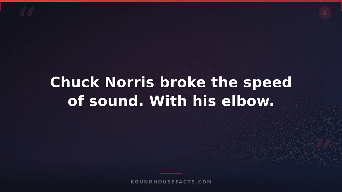 Chuck Norris Fact — Chuck Norris broke the speed of sound. With his elbow.