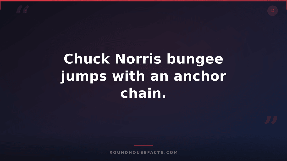 Chuck Norris Fact — Chuck Norris bungee jumps with an anchor chain.