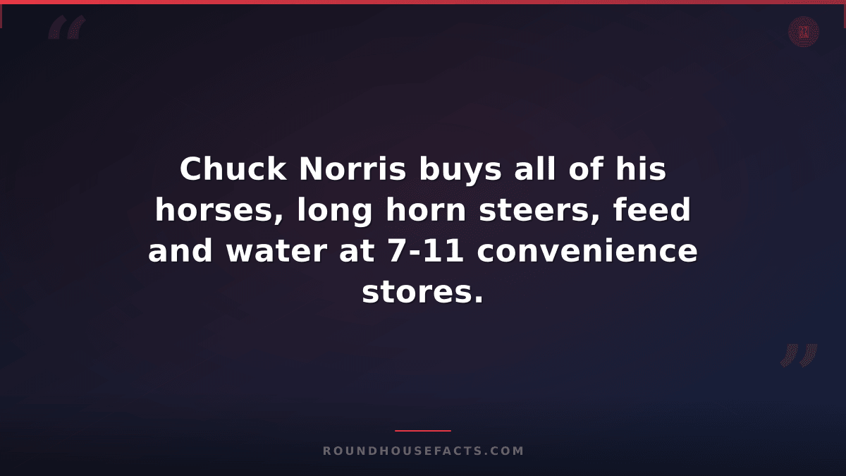Chuck Norris Fact — Chuck Norris buys all of his horses, long horn steers, feed