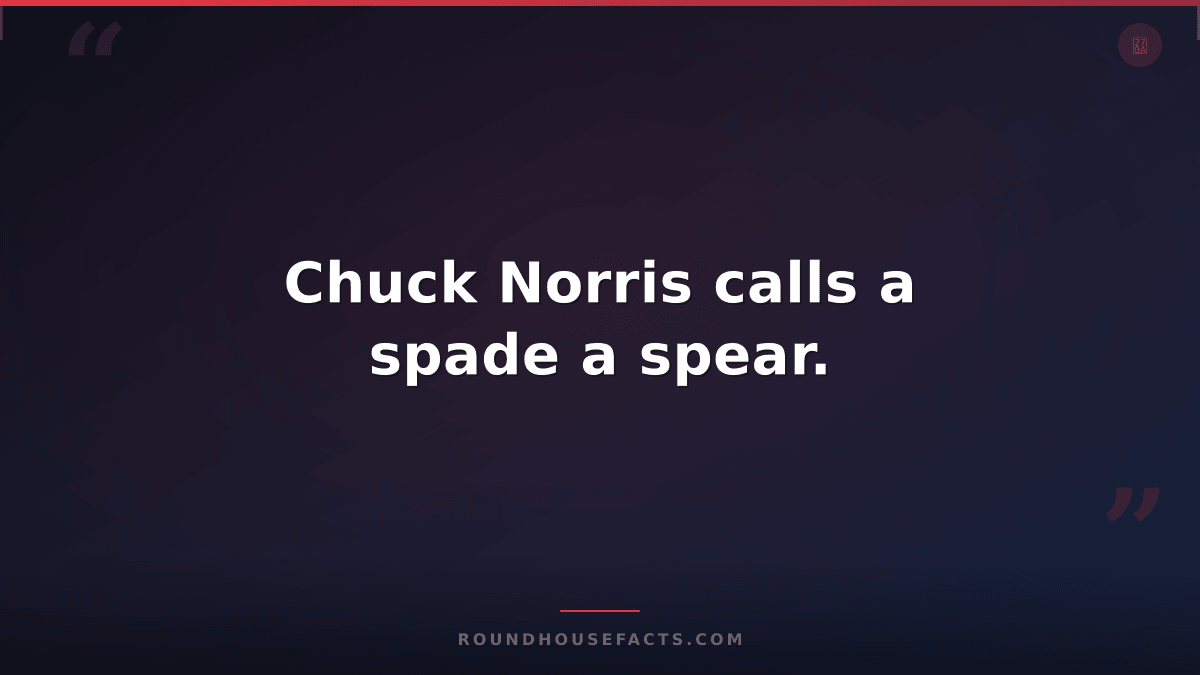 Chuck Norris Fact — Chuck Norris calls a spade a spear.