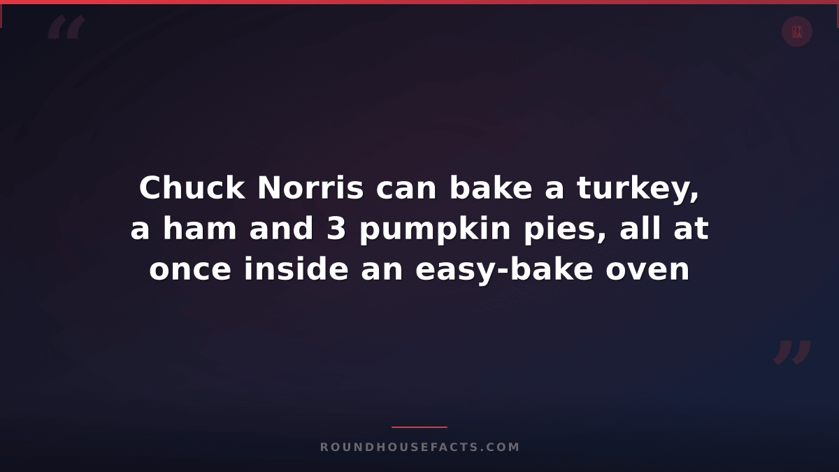 Chuck Norris Fact — Chuck Norris can bake a turkey, a ham and 3 pumpkin pies, al