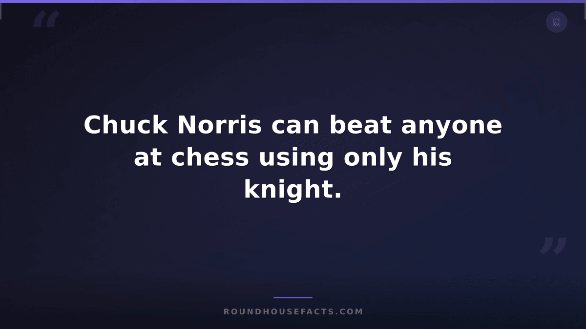 Chuck Norris Fact — Chuck Norris can beat anyone at chess using only his knight.