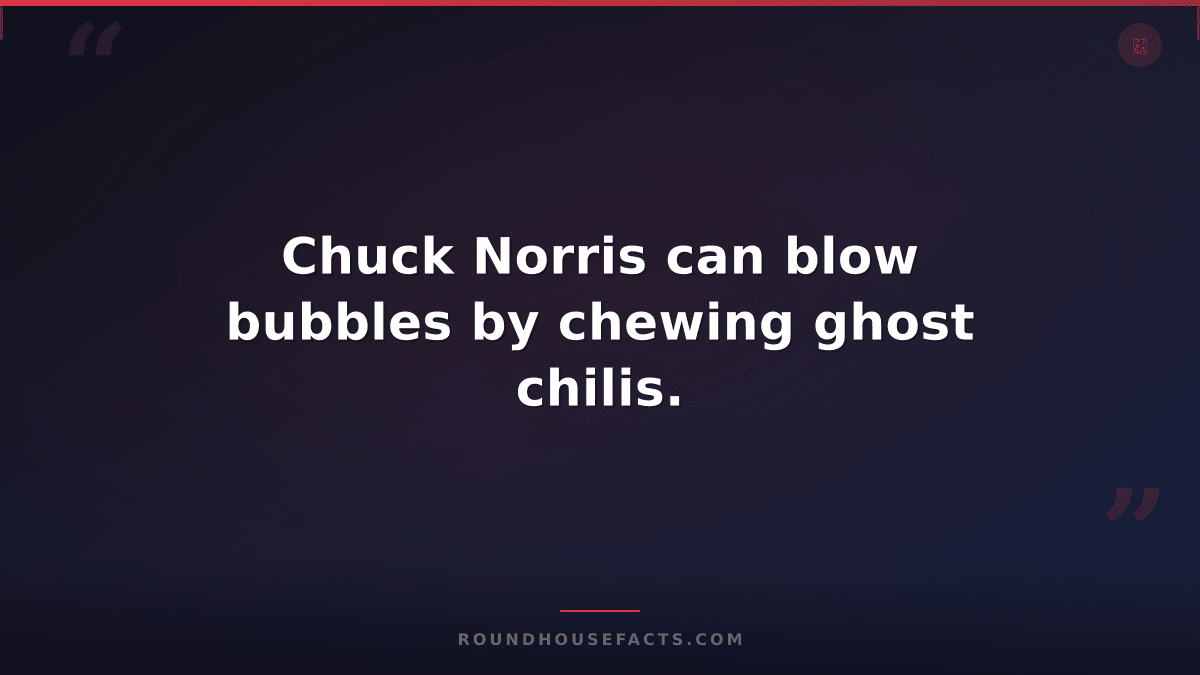 Chuck Norris Fact — Chuck Norris can blow bubbles by chewing ghost chilis.