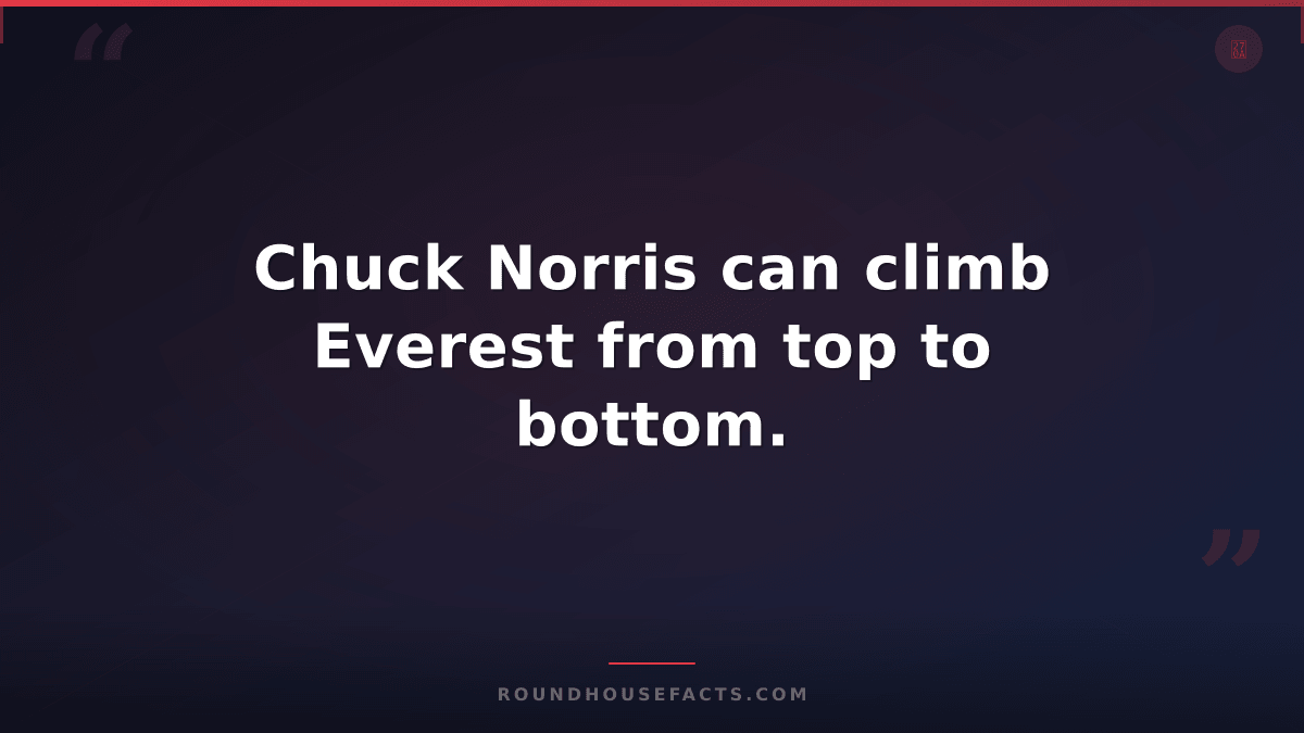 Chuck Norris Fact — Chuck Norris can climb Everest from top to bottom.