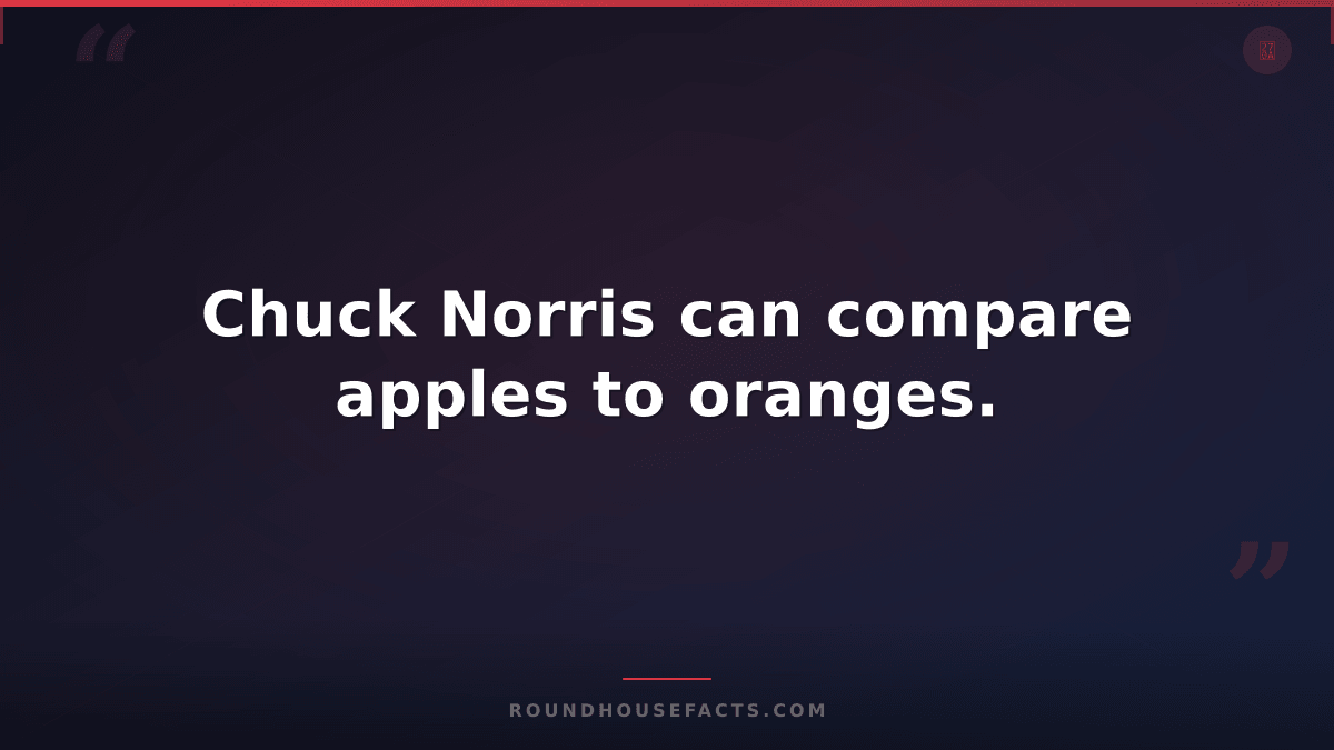 Chuck Norris Fact — Chuck Norris can compare apples to oranges.