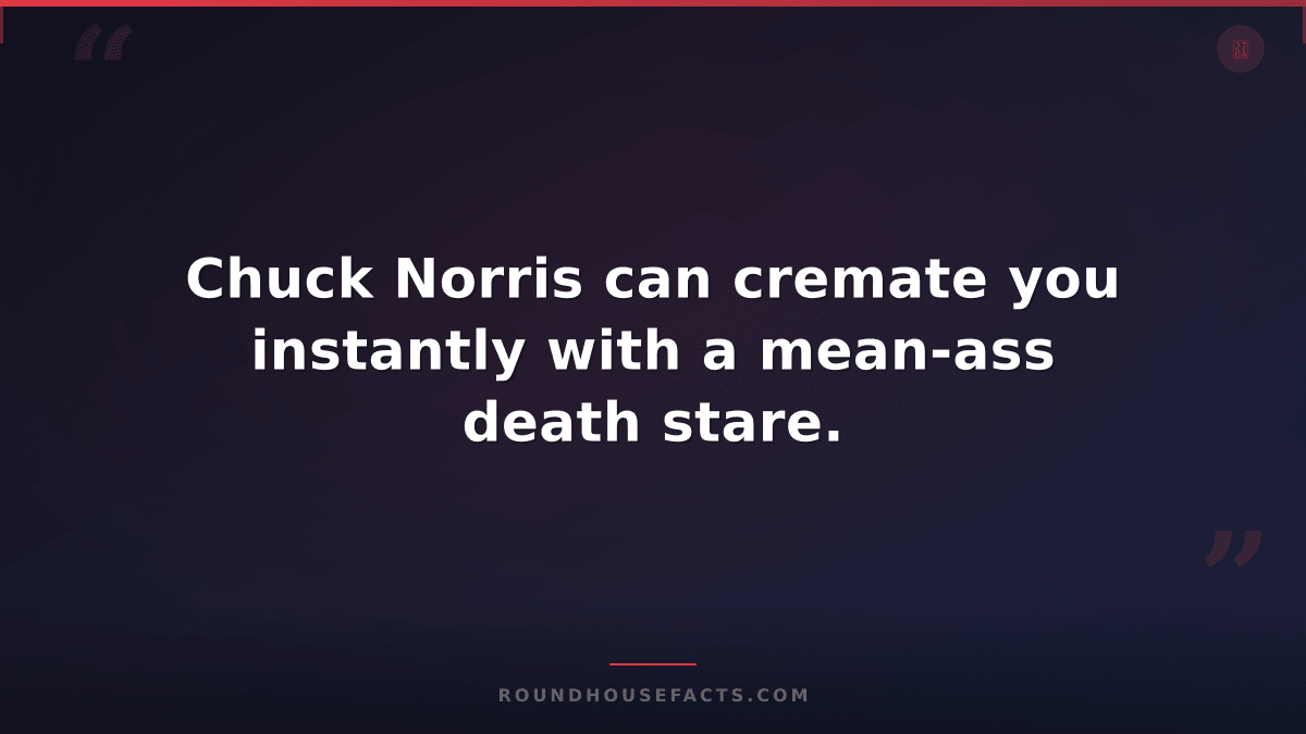 Chuck Norris Fact — Chuck Norris can cremate you instantly with a mean-ass death