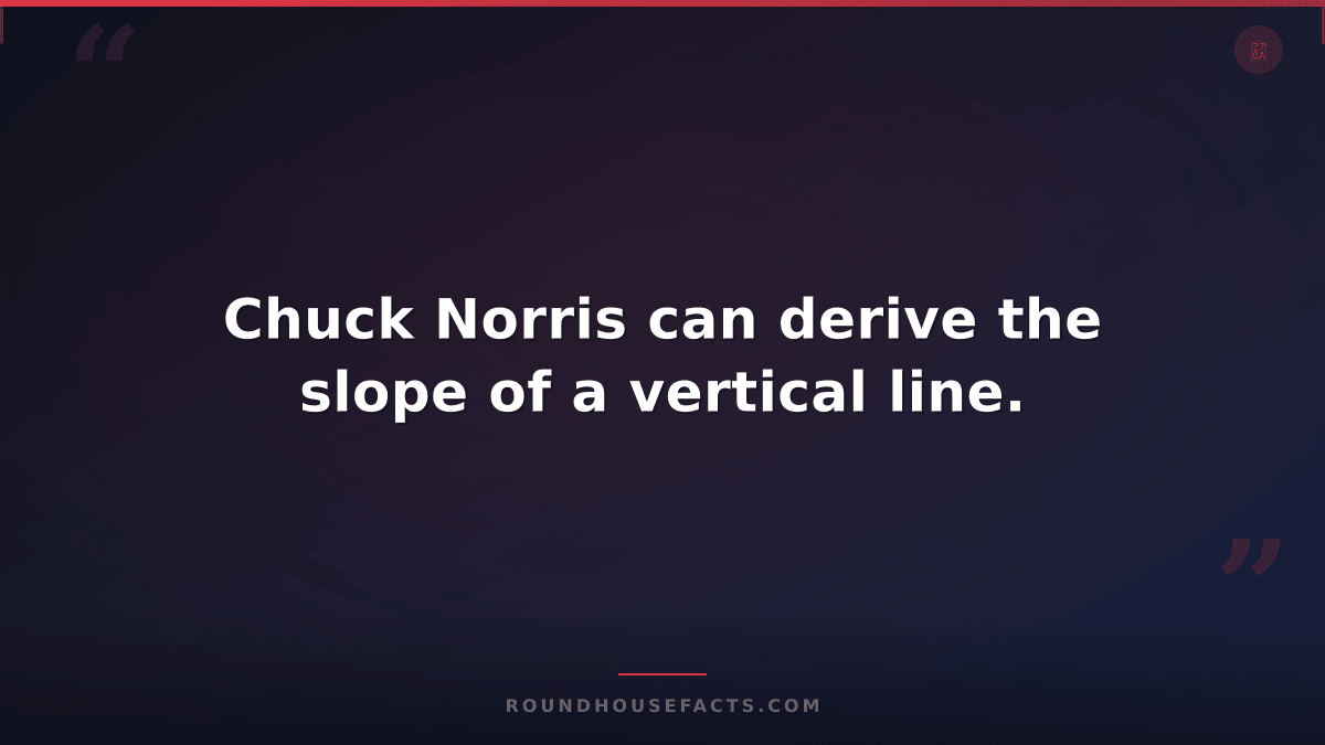 Chuck Norris Fact — Chuck Norris can derive the slope of a vertical line.