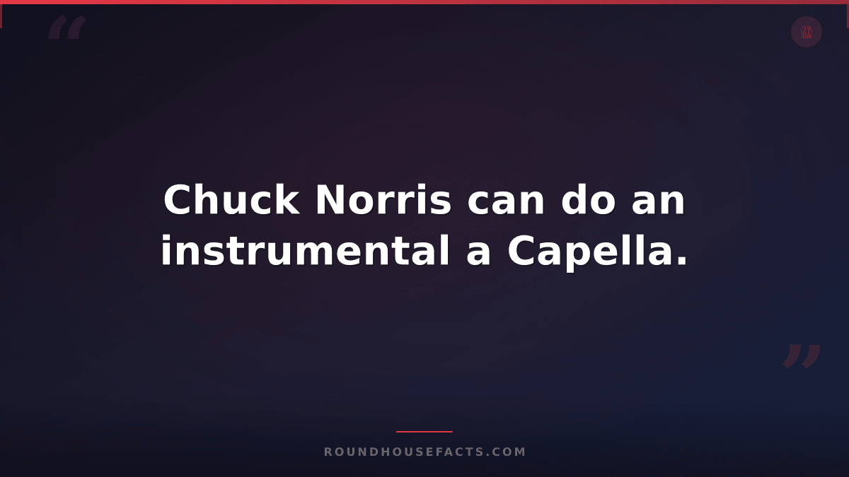 Chuck Norris Fact — Chuck Norris can do an instrumental a Capella.