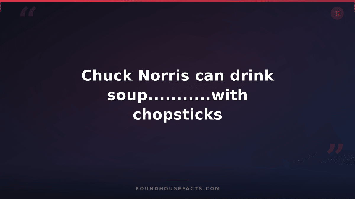 Chuck Norris Fact — Chuck Norris can drink soup...........with chopsticks