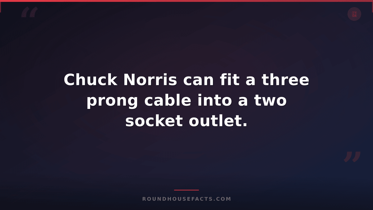 Chuck Norris Fact — Chuck Norris can fit a three prong cable into a two socket o