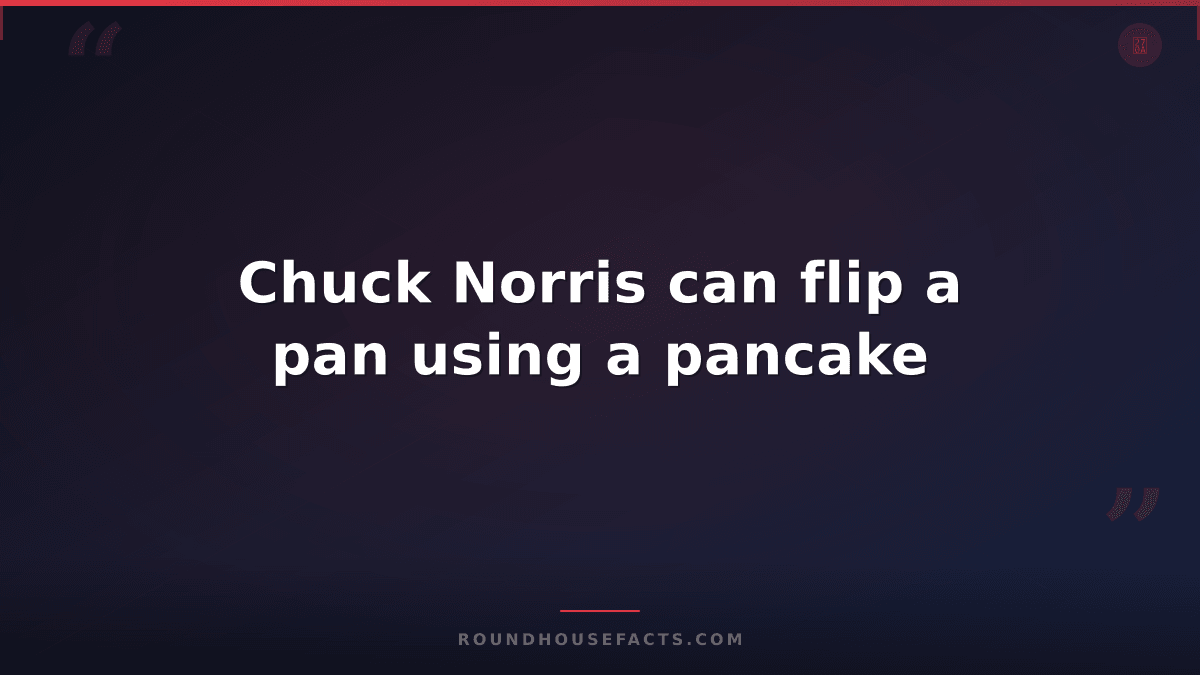 Chuck Norris Fact — Chuck Norris can flip a pan using a pancake