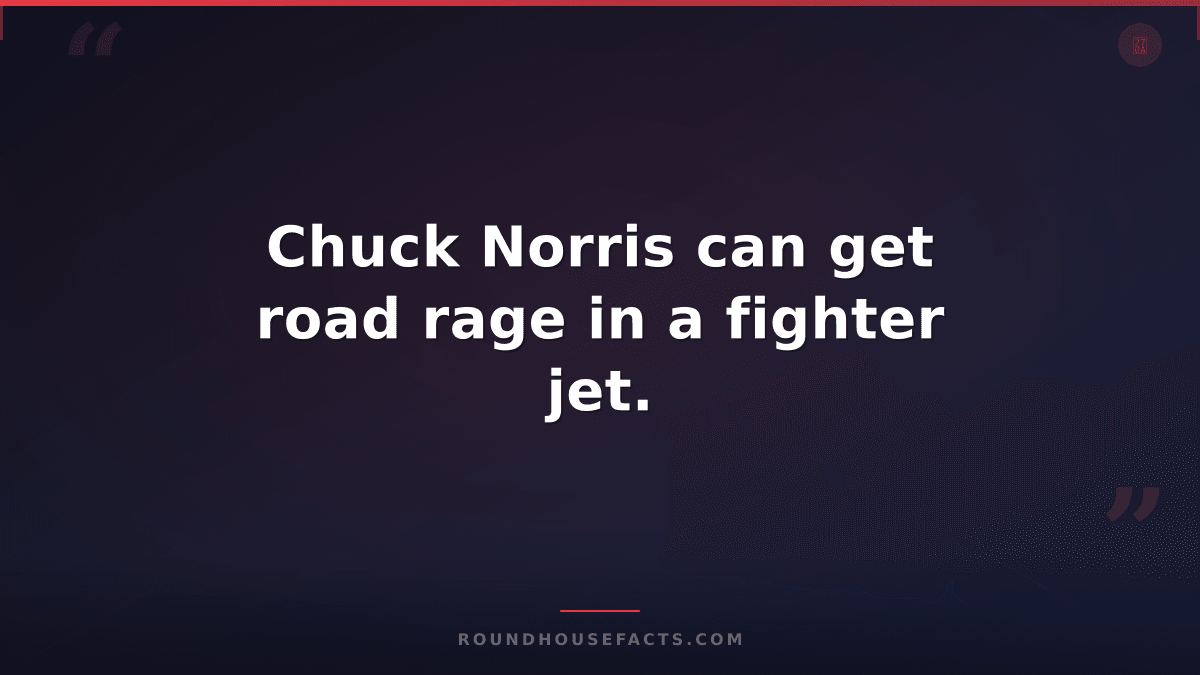 Chuck Norris Fact — Chuck Norris can get road rage in a fighter jet.