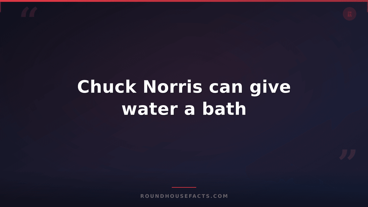 Chuck Norris Fact — Chuck Norris can give water a bath