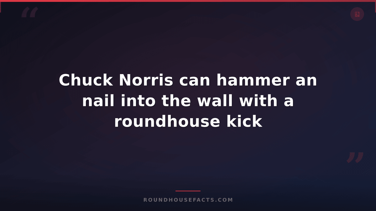 Chuck Norris Fact — Chuck Norris can hammer an nail into the wall with a roundho