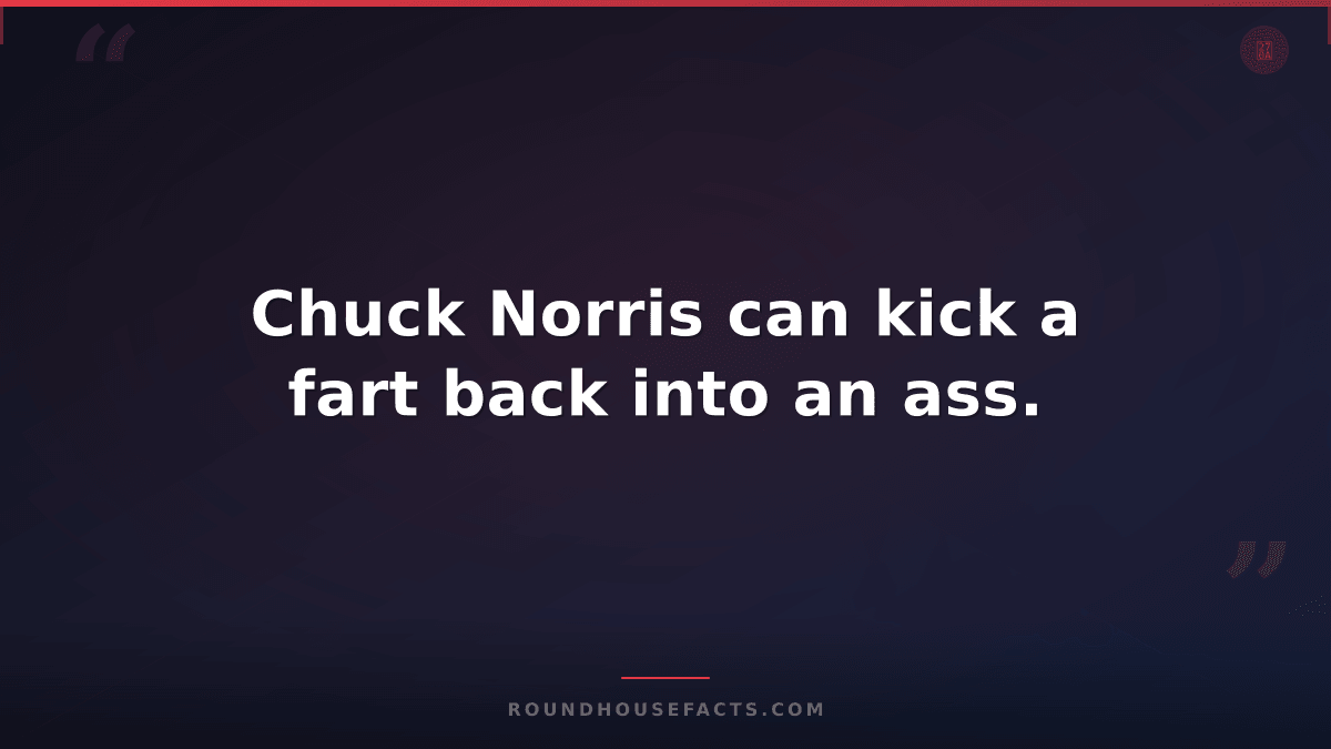 Chuck Norris Fact — Chuck Norris can kick a fart back into an ass.