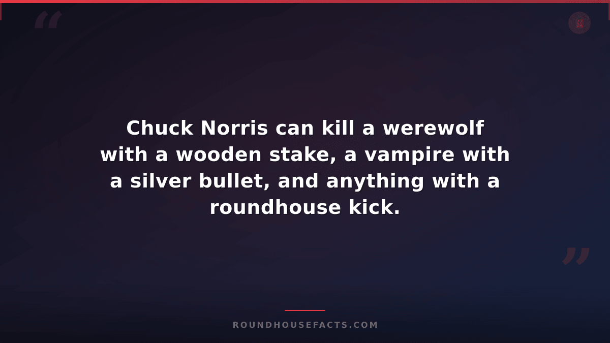 Chuck Norris Fact — Chuck Norris can kill a werewolf with a wooden stake, a vamp