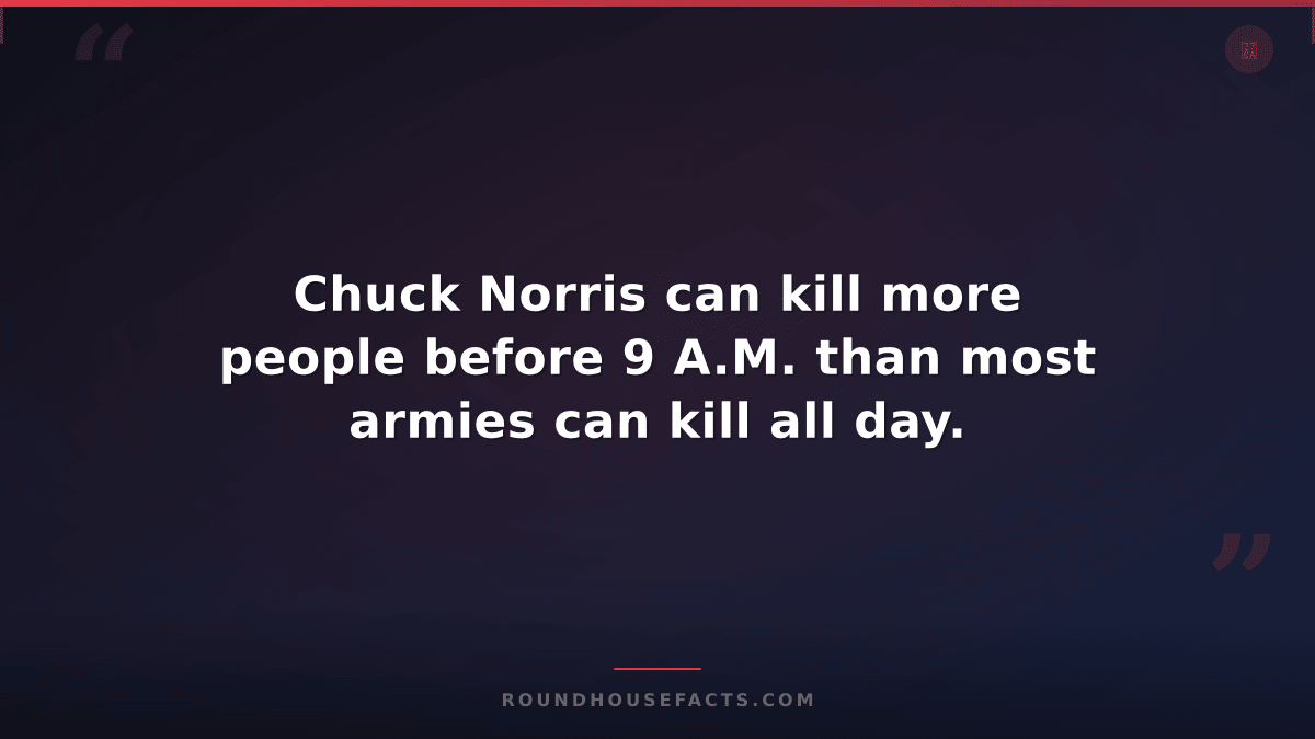 Chuck Norris Fact — Chuck Norris can kill more people before 9 A.M. than most ar