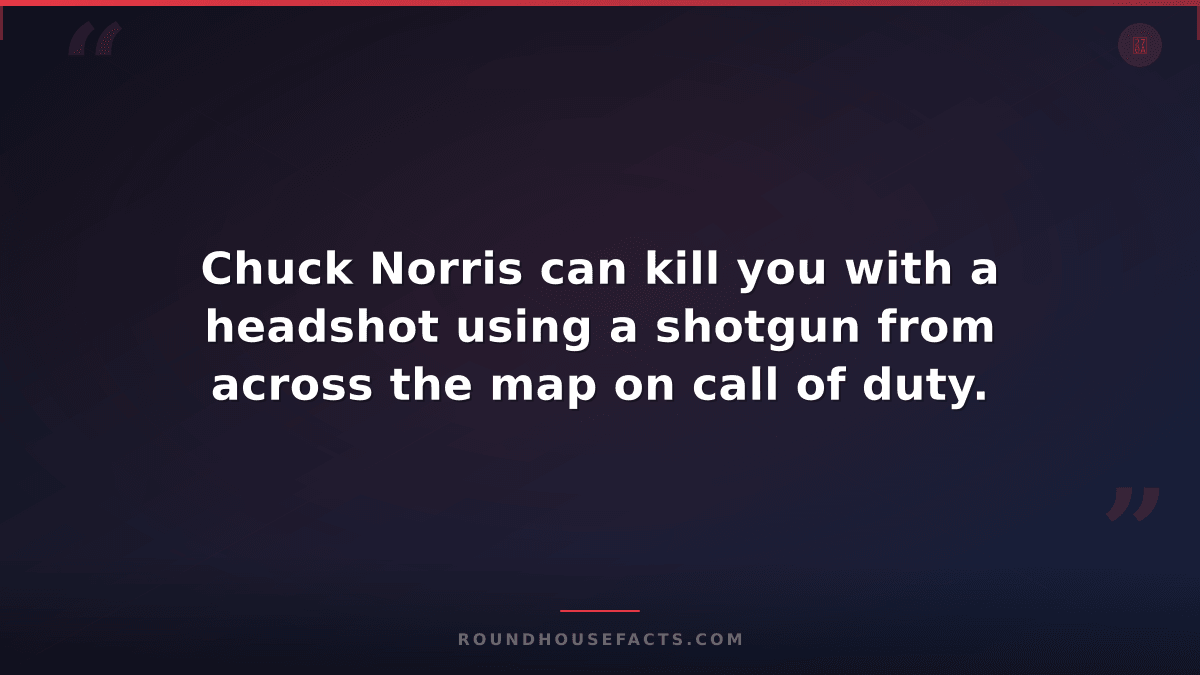 Chuck Norris Fact — Chuck Norris can kill you with a headshot using a shotgun fr