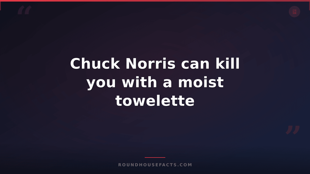 Chuck Norris Fact — Chuck Norris can kill you with a moist towelette