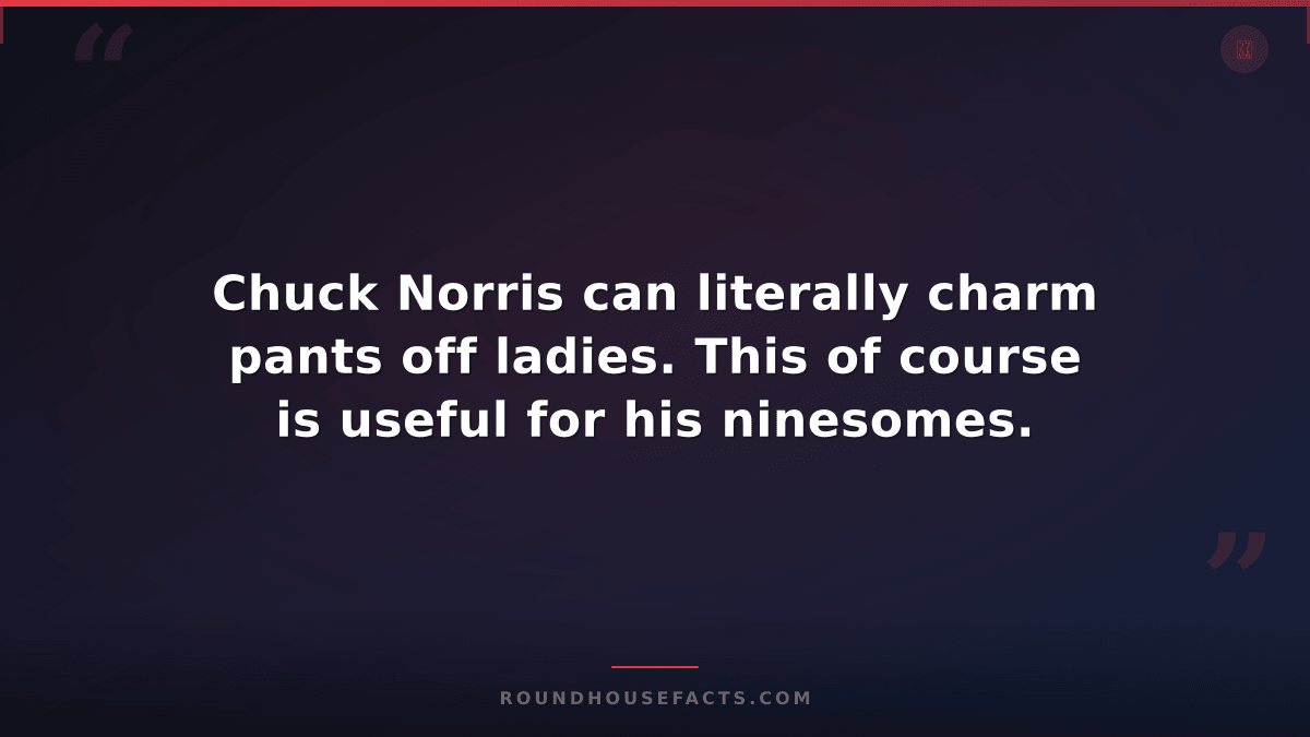 Chuck Norris Fact — Chuck Norris can literally charm pants off ladies. This of c