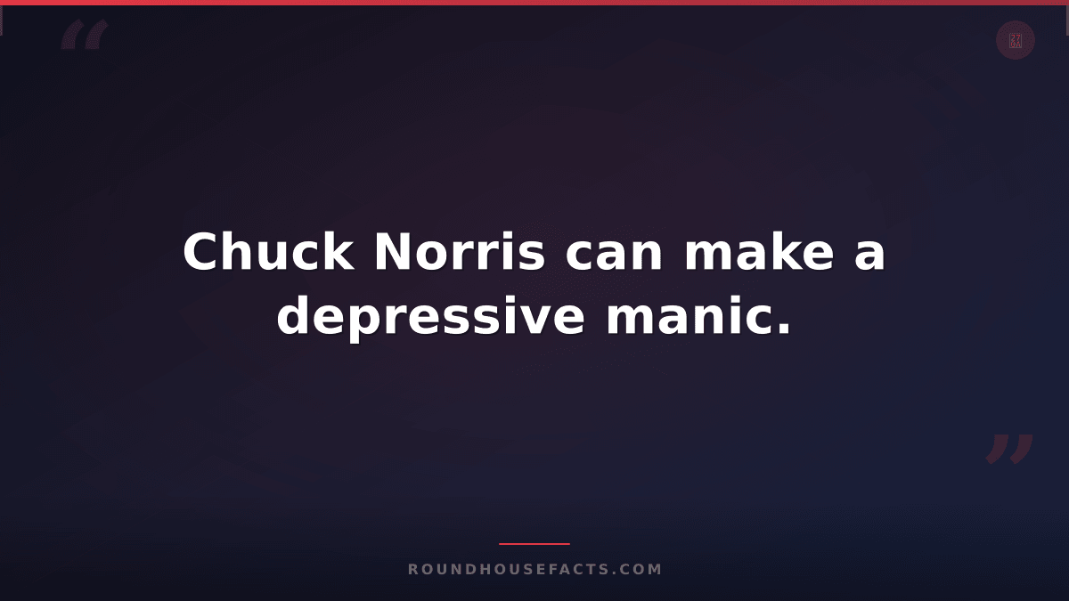 Chuck Norris Fact — Chuck Norris can make a depressive manic.