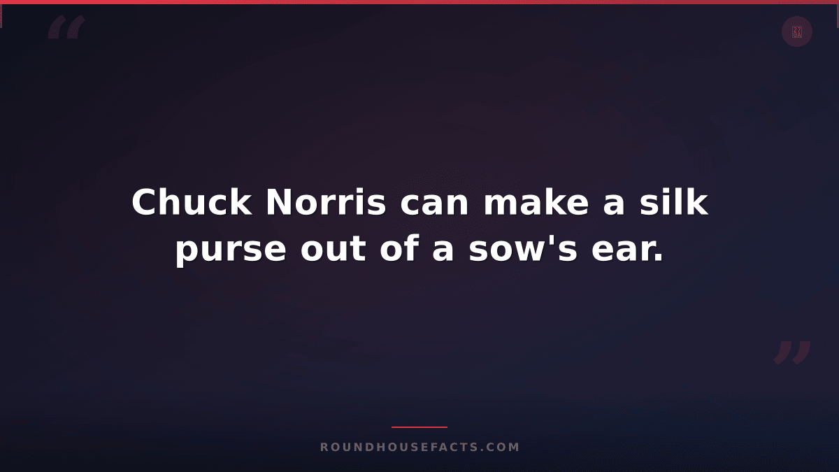 Chuck Norris Fact — Chuck Norris can make a silk purse out of a sow's ear.