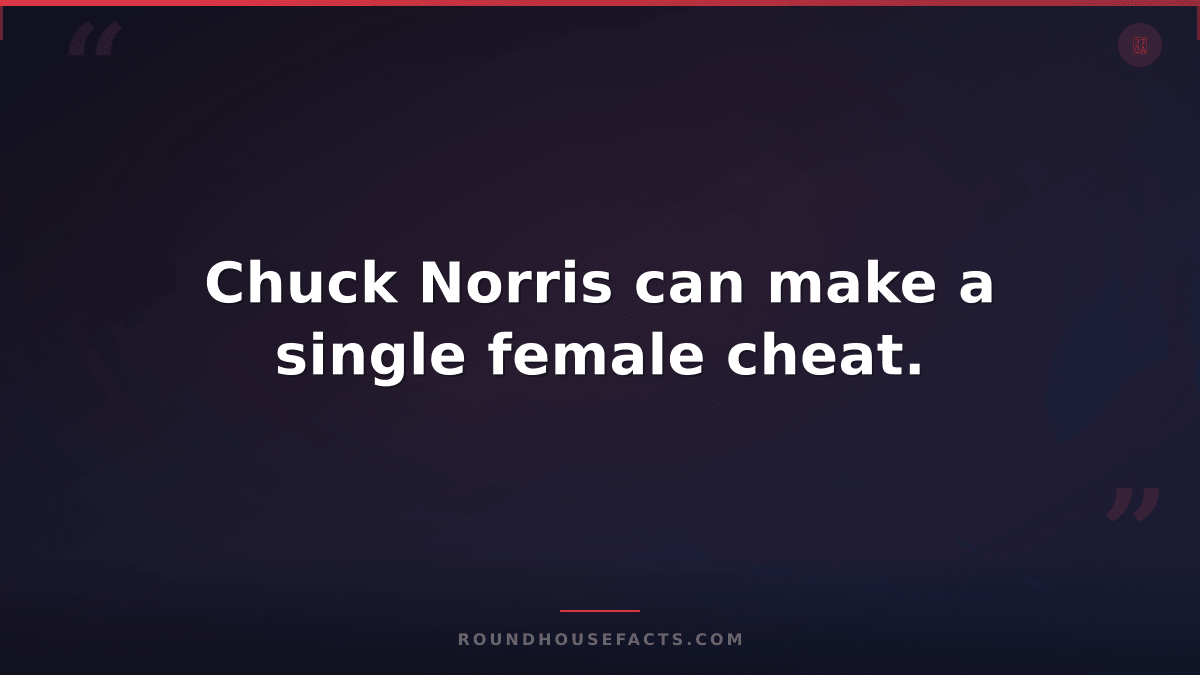 Chuck Norris Fact — Chuck Norris can make a single female cheat.