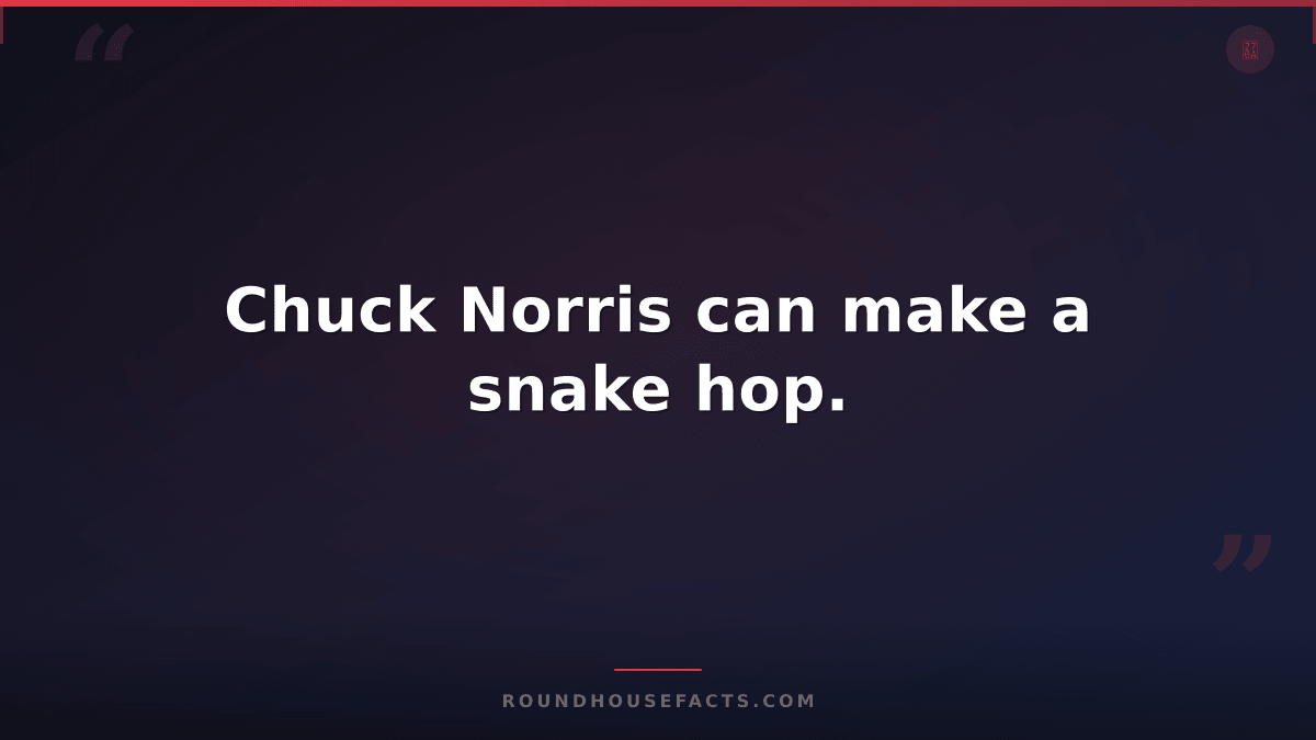 Chuck Norris Fact — Chuck Norris can make a snake hop.