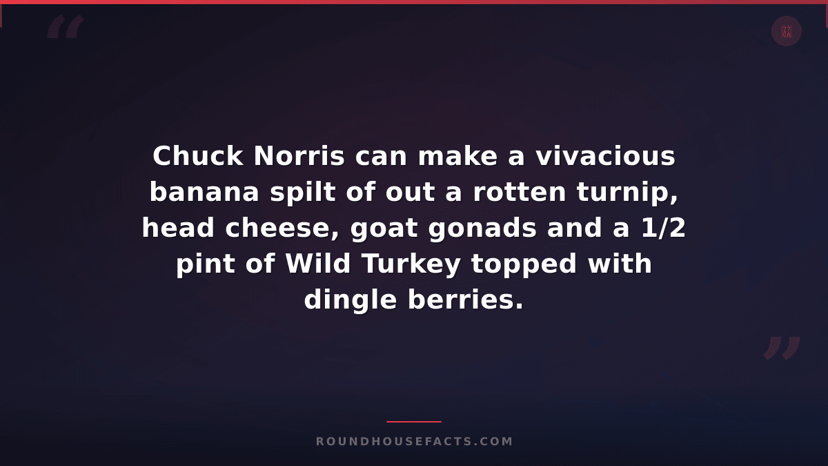 Chuck Norris Fact — Chuck Norris can make a vivacious banana spilt of out a rott