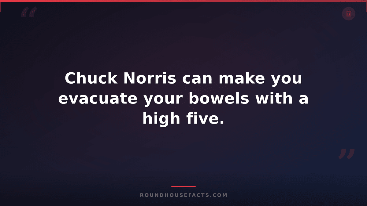 Chuck Norris Fact — Chuck Norris can make you evacuate your bowels with a high f