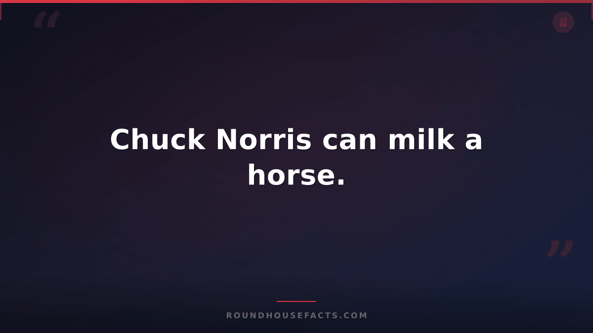 Chuck Norris Fact — Chuck Norris can milk a horse.