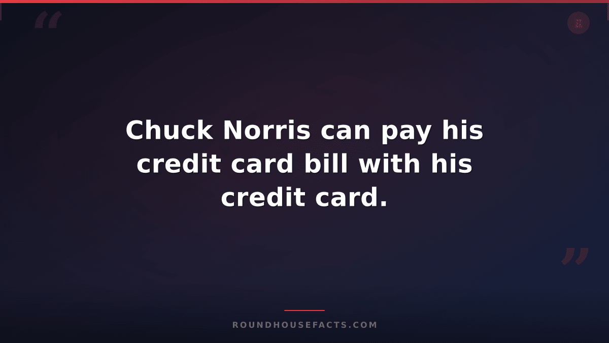 Chuck Norris Fact — Chuck Norris can pay his credit card bill with his credit ca