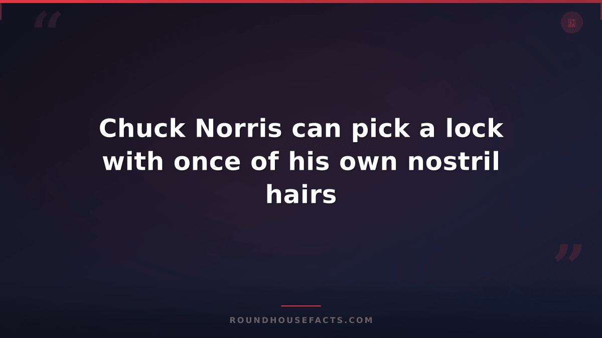 Chuck Norris Fact — Chuck Norris can pick a lock with once of his own nostril ha