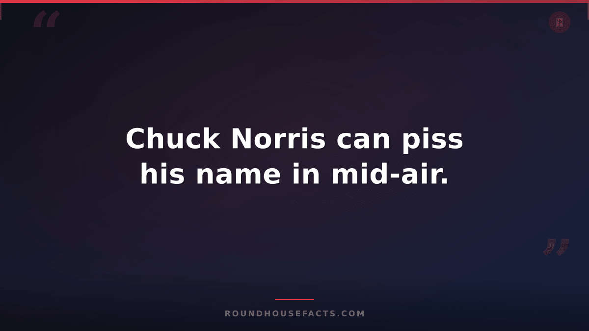 Chuck Norris Fact — Chuck Norris can piss his name in mid-air.