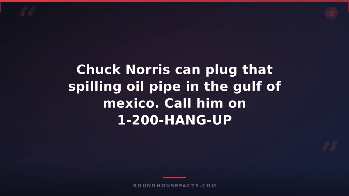Chuck Norris Fact — Chuck Norris can plug that spilling oil pipe in the gulf of