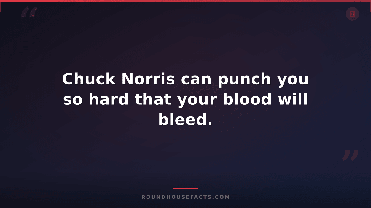 Chuck Norris Fact — Chuck Norris can punch you so hard that your blood will blee