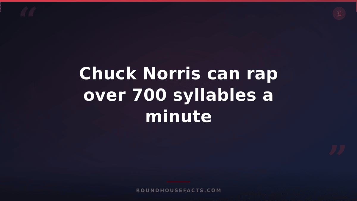 Chuck Norris Fact — Chuck Norris can rap over 700 syllables a minute