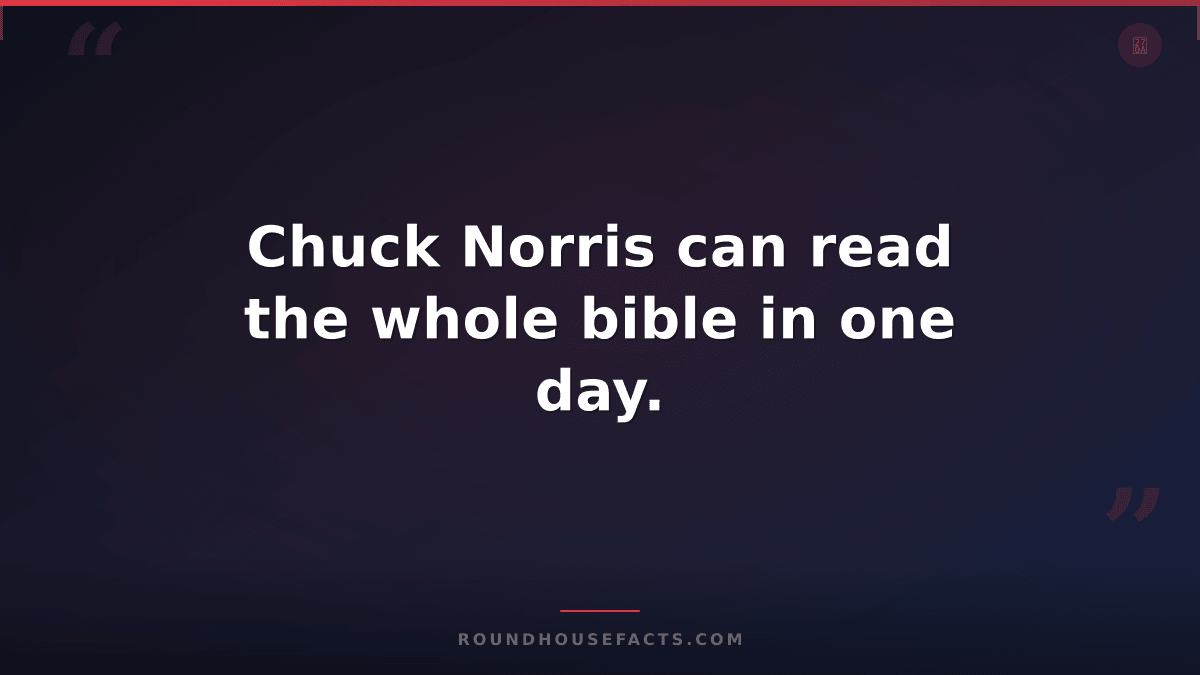 Chuck Norris Fact — Chuck Norris can read the whole bible in one day.
