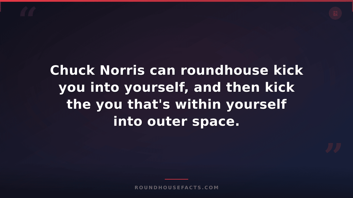 Chuck Norris Fact — Chuck Norris can roundhouse kick you into yourself, and then