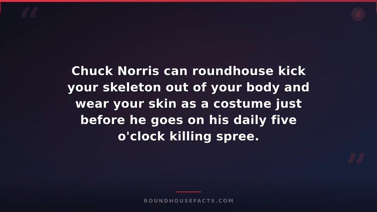 Chuck Norris Fact — Chuck Norris can roundhouse kick your skeleton out of your b